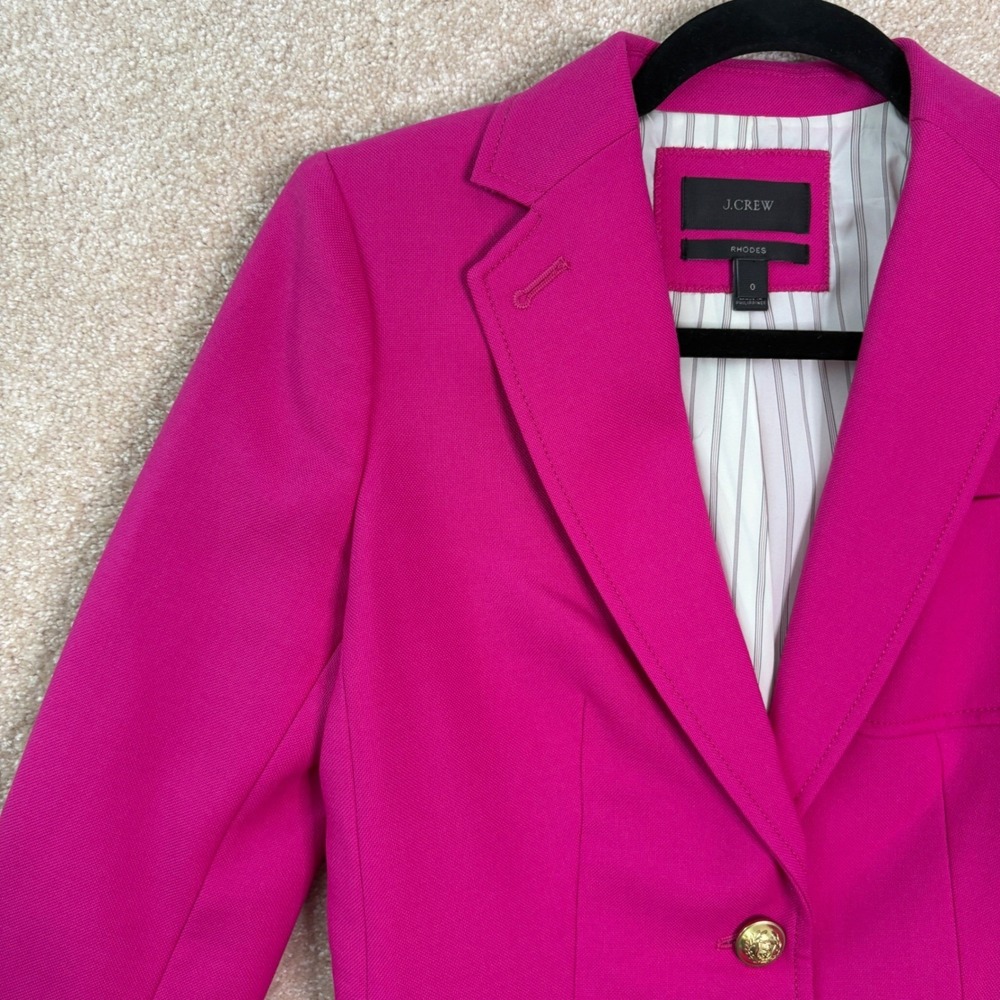 J.CREW Rhodes Blazer Women's 0 Pink Wool‎ Gold Button Professional Barbiecore - Picture 4 of 11
